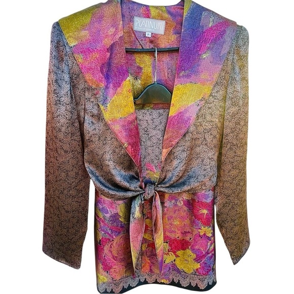 Platinum by Dorothy Schoelen Floral Multicolor Skirt Suit 4P - Picture 4 of 10